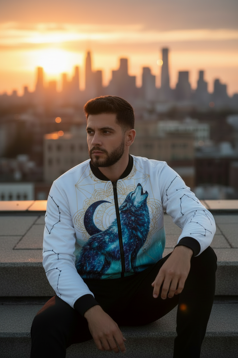 White Bomber - Celestial Wolf Design