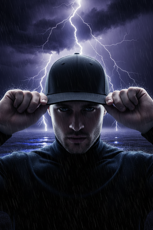 All-Black Sports Cap - Lightning Storm