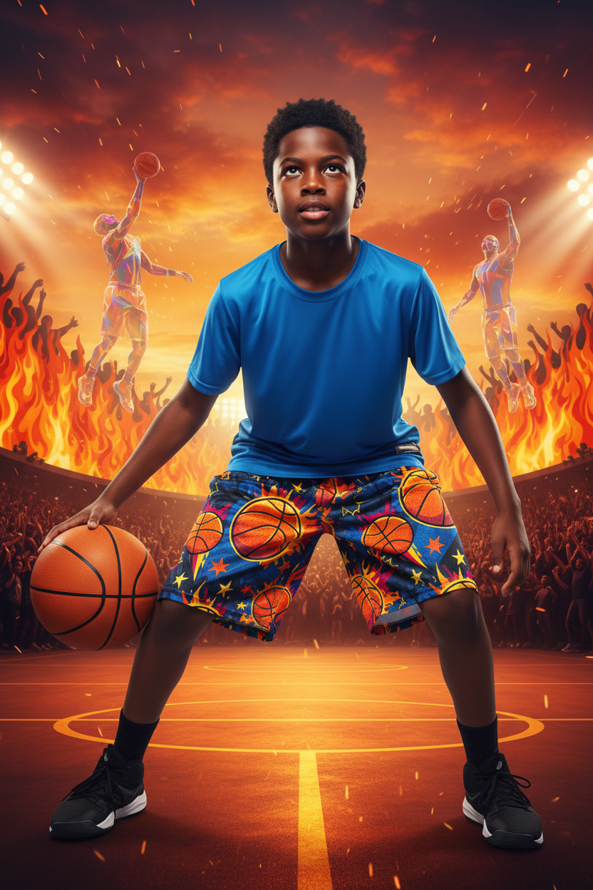 AOP Kids Basketball Shorts - Street Court