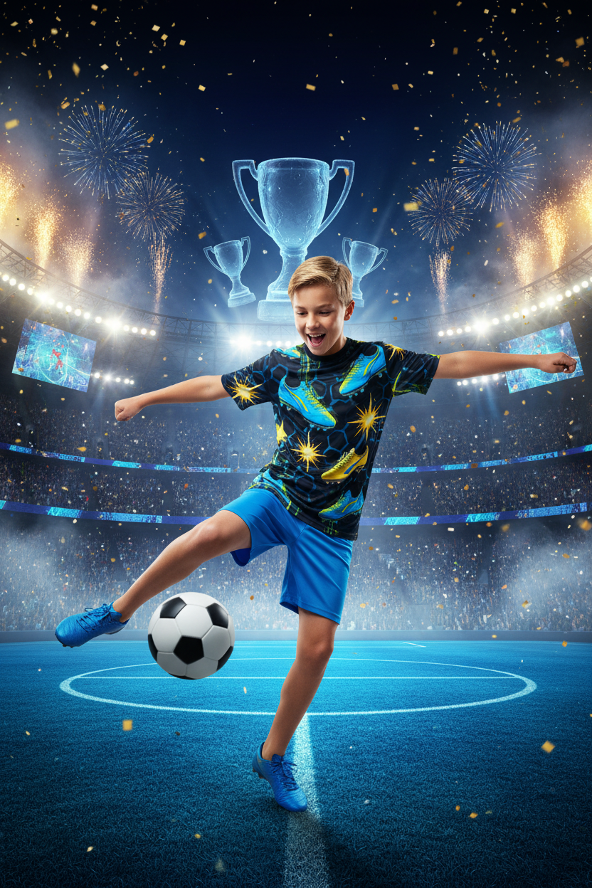 AOP Kids Sports Tee - Football Stadium