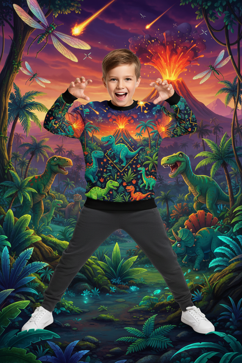 AOP Kids Sweatshirt - Dinosaur Adventure