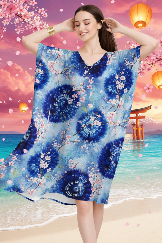 AOP Oversized V-Neck Dress - Japanese Shibori