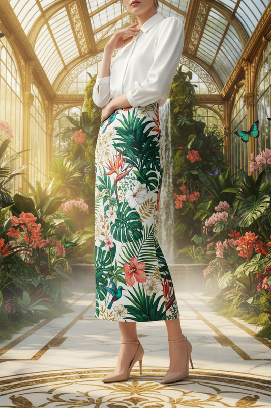 AOP Pencil Skirt - Botanical Illustration