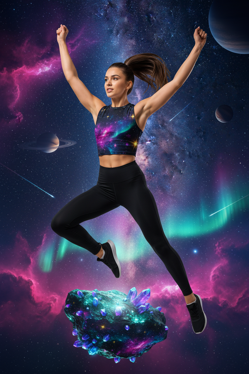 AOP Sports Crop Top - Galaxy Cosmic