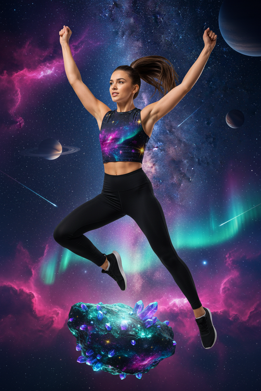 AOP Sports Crop Top - Galaxy Cosmic