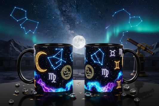 Black Coffee Mug - Neon Constellation Observatory