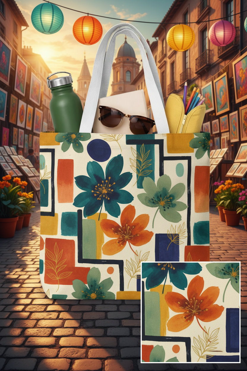 Canvas Tote Bag - Botanical Abstract AOP Art Market