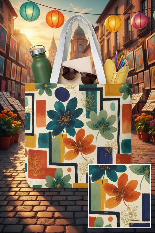 Canvas Tote Bag - Botanical Abstract AOP Art Market