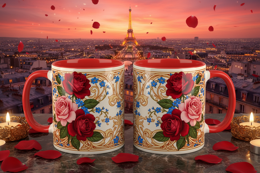 Color Coffee Mug - Botanical Rose Art Nouveau Paris