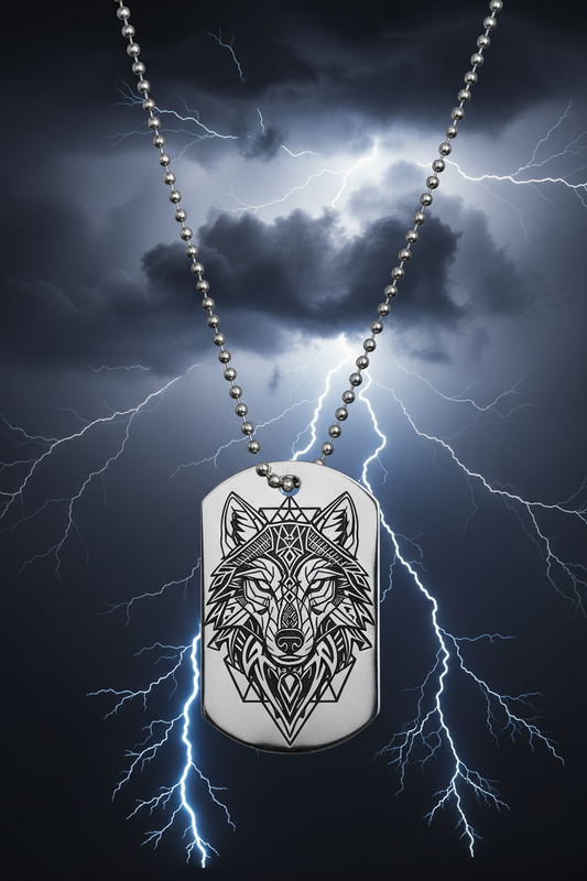 Dog Tag - Tribal Wolf Design