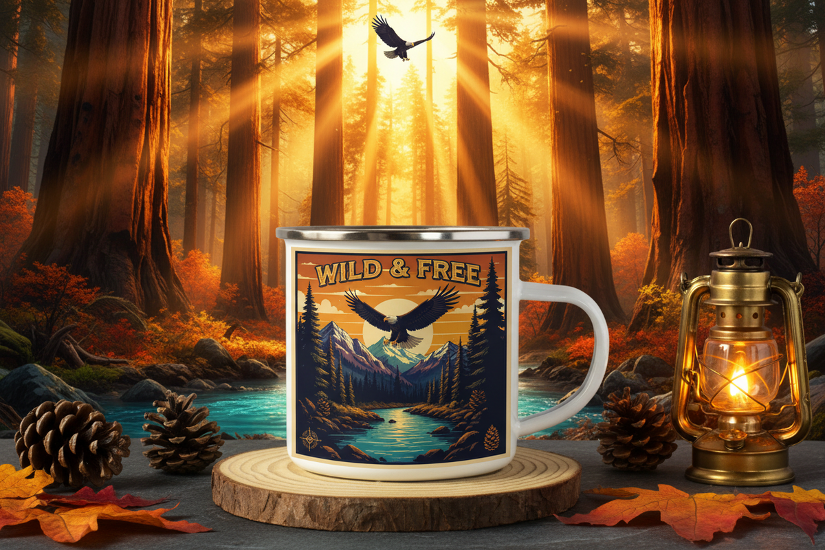 Enamel Camping Mug - Vintage National Park Wilderness