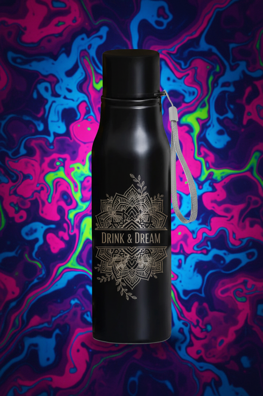 Engraving Design on Water Bottle with Crazy Background