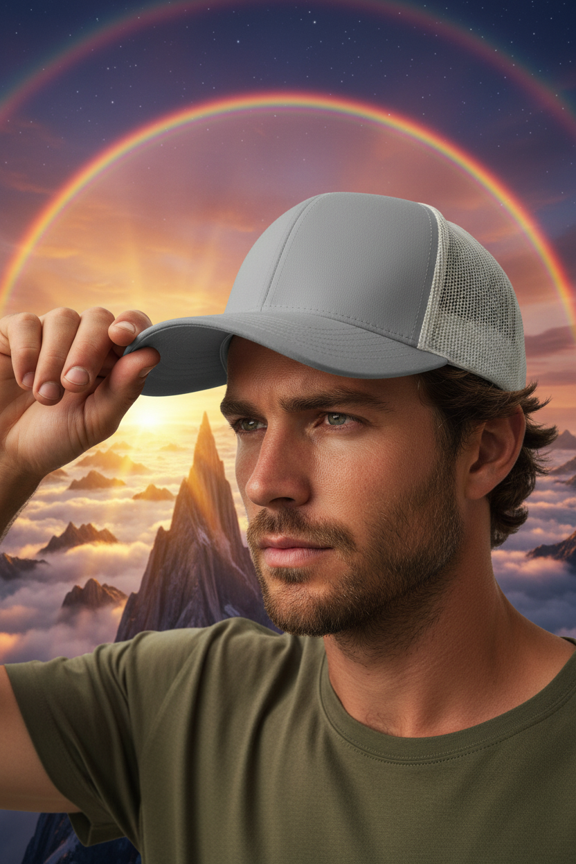 Grey Trucker Cap - Mountain Summit