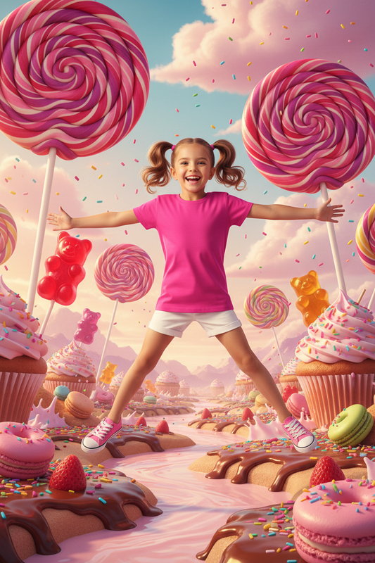 Hot Pink Girls Tee - Candy Wonderland