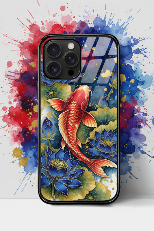 iPhone Glass Case - Koi Fish Design