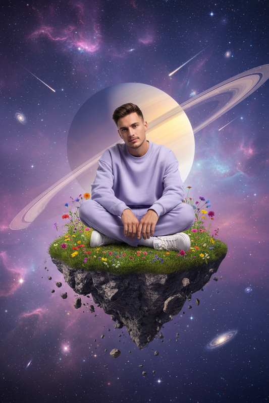Lavender Sweatshirt - Floating Island in Space