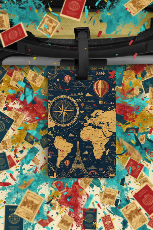 Luggage Tag - Vintage Travel Map Design