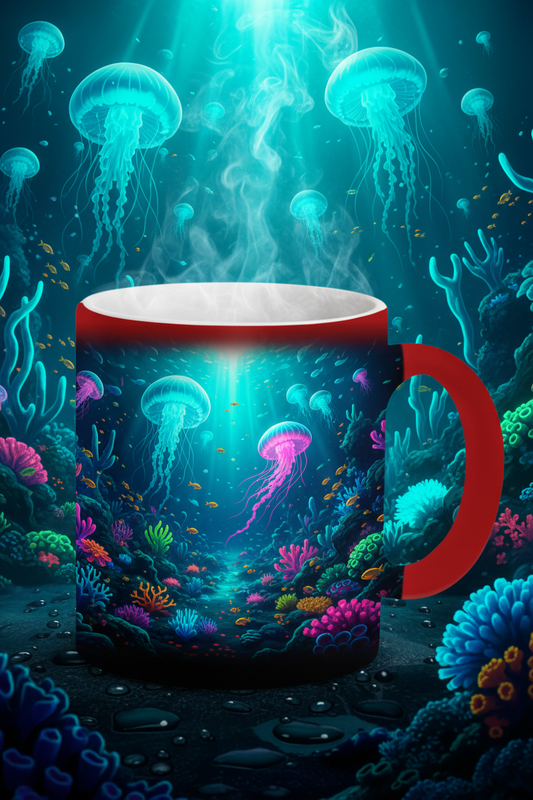 Magic Coffee Mug - Bioluminescent Ocean Reveal