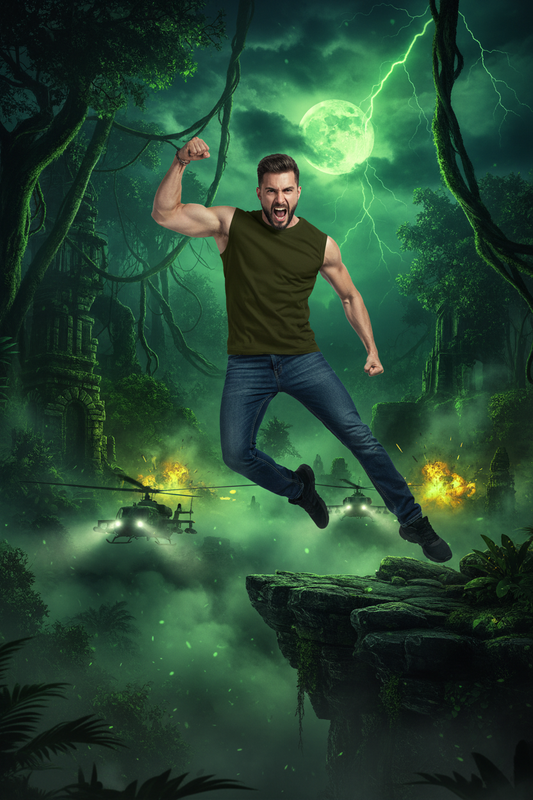 Olive Sleeveless Tank - Jungle Ruins