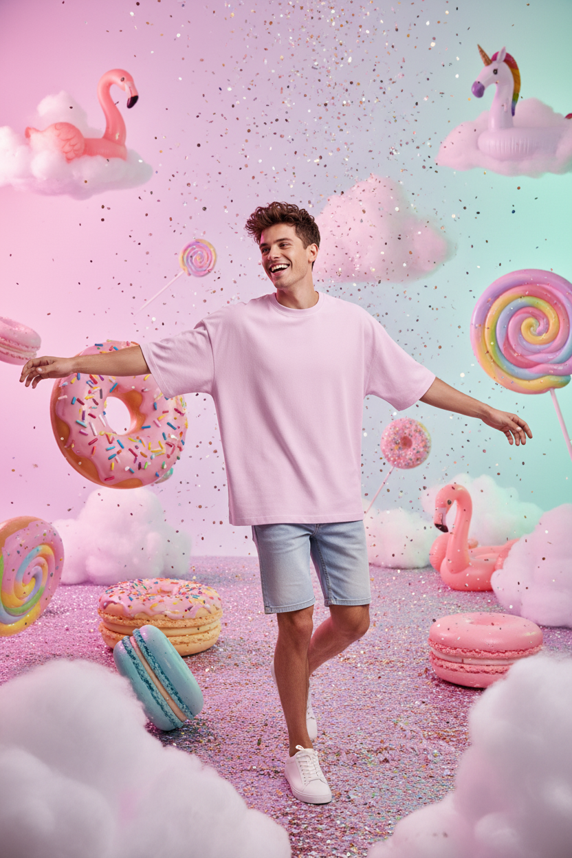 Pastel Pink Tee - Candy Dreamland