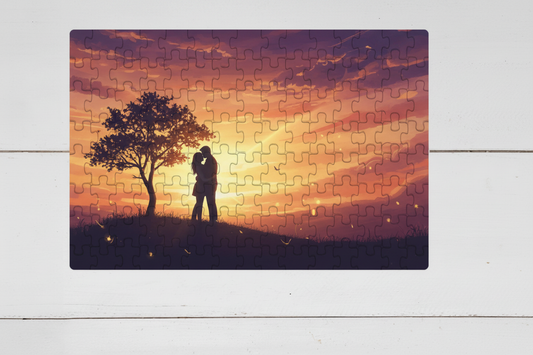 Romantic Couple Sunset Puzzle Design