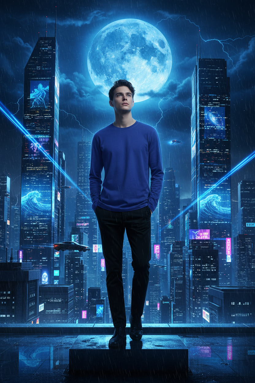 Royal Blue Long Sleeve - Cyberpunk City
