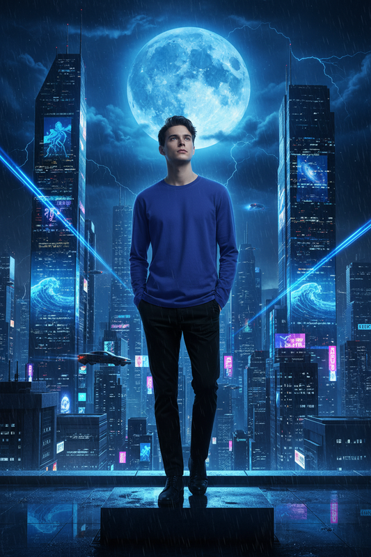 Royal Blue Long Sleeve - Cyberpunk City