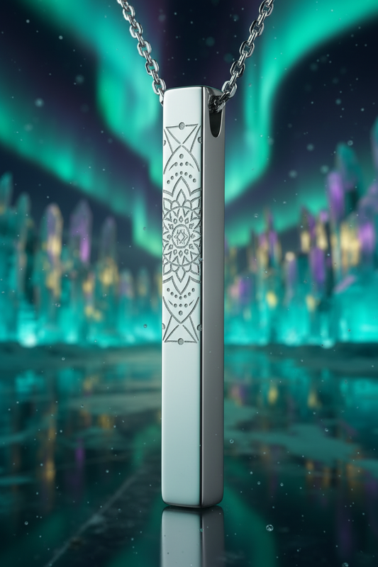 Silver Bar Pendant - Macro Close-Up Aurora