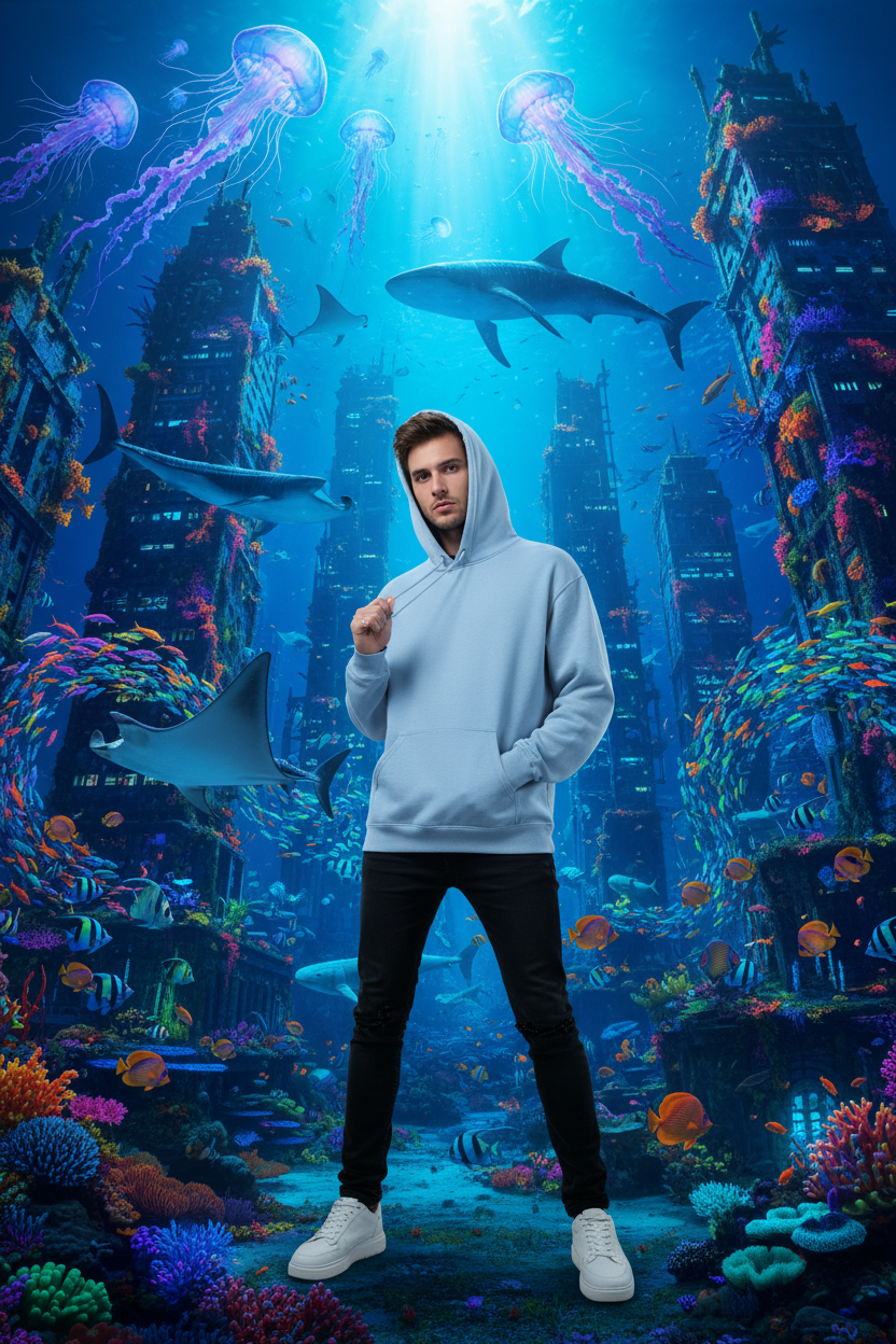 Sky Blue Hoodie - Sunken City Underwater