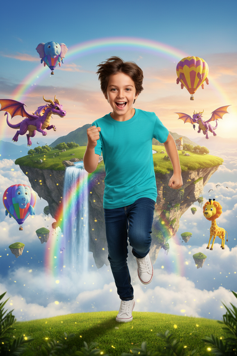 Teal Kids Tee - Sky Island Adventure