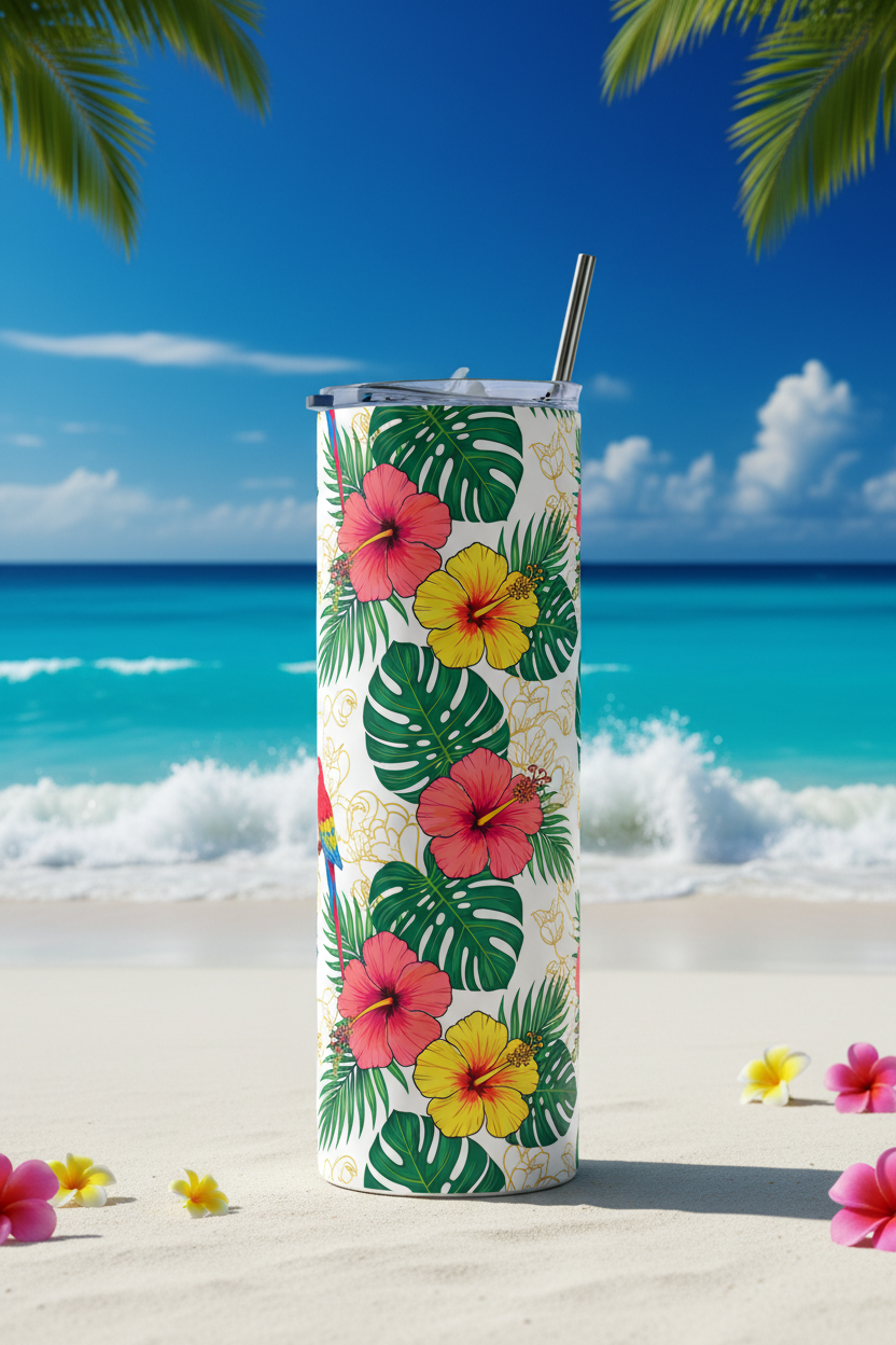 Tumbler Bottle - Tropical Beach Contrast