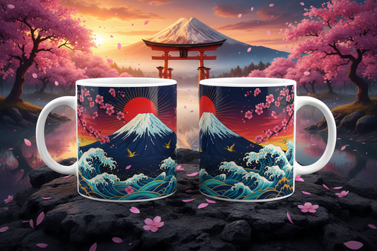 White Coffee Mug - Japanese Woodblock Art
