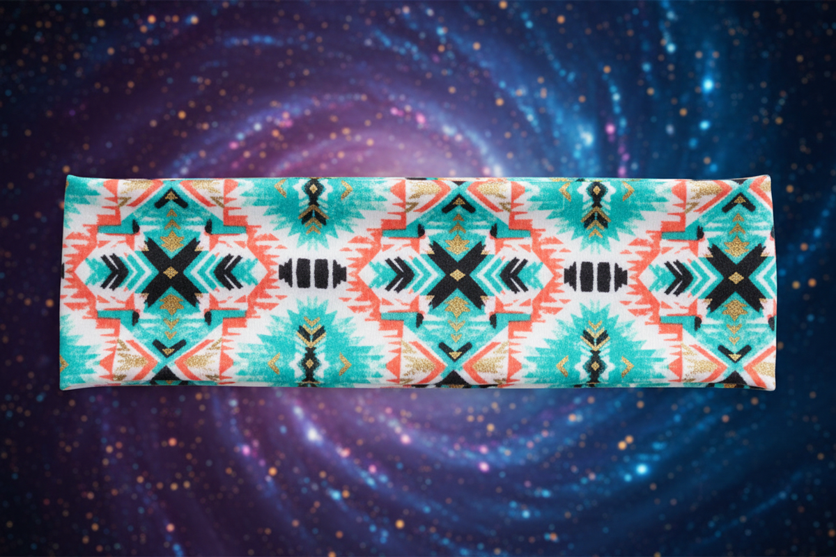 White Headband - Tribal Geometric Design