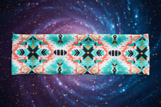 White Headband - Tribal Geometric Design